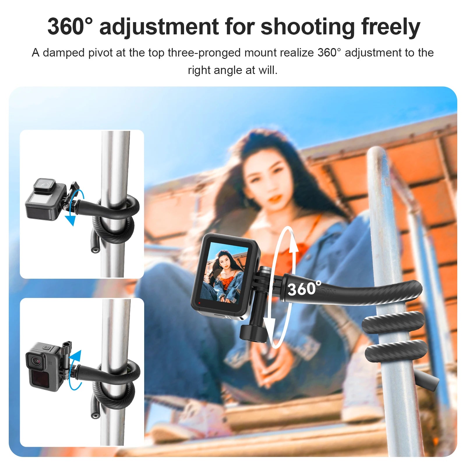 TELESIN Flexible Action Camera Mount For Gopro Insta360 DJI Action Mini Camera Octopus Tripod Phone Holder Clip Stand Mount Peaceful Pleasures Health and Wellness