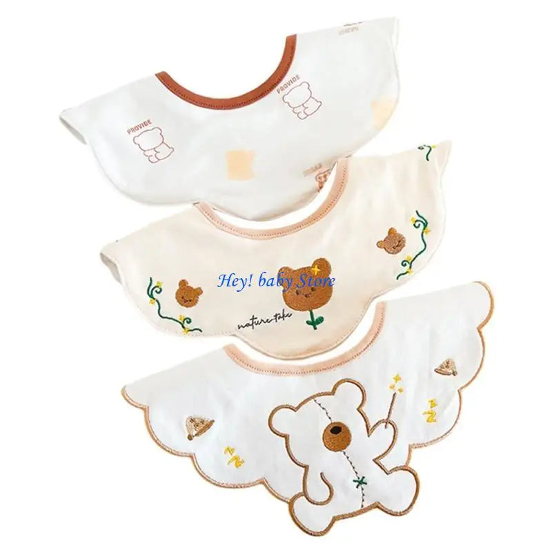 3-Pack Cotton Baby Bibs & Burp Cloths for Infants | Waterproof