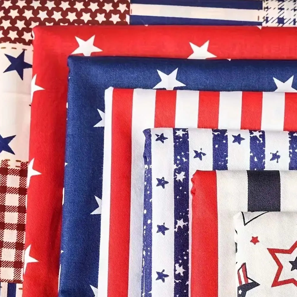 7-Piece Patriotic American Flag Fabric Set – DIY Sewing Crafts