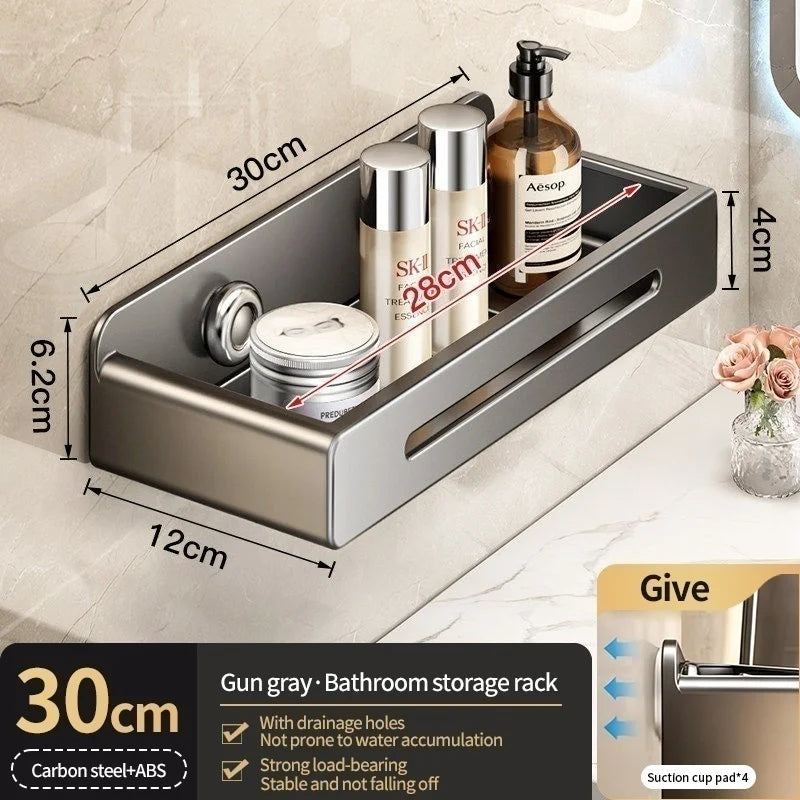 No-Drill Suction Cup Bathroom Wall Shelf & Shampoo Rack