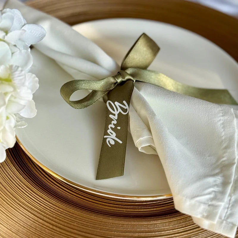 5-Pack Bride Bridesmaid Ribbon Champagne Glass Tags | Wedding Wedding Party Decor Peaceful Pleasures Health and Wellness