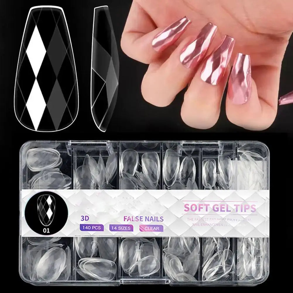 3D Rhombus Facet Nail Extension Tips,Clear Full Cover False Nail Extension Mold For DIY Nail Art Salon Manicure UV Gel Nail Mold Peaceful Pleasures Health and Wellness