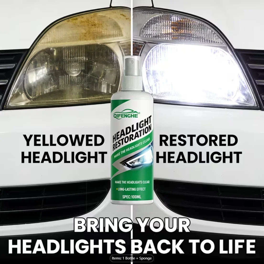 Car Headlight Restoration Spray – Cleaner & Restorer