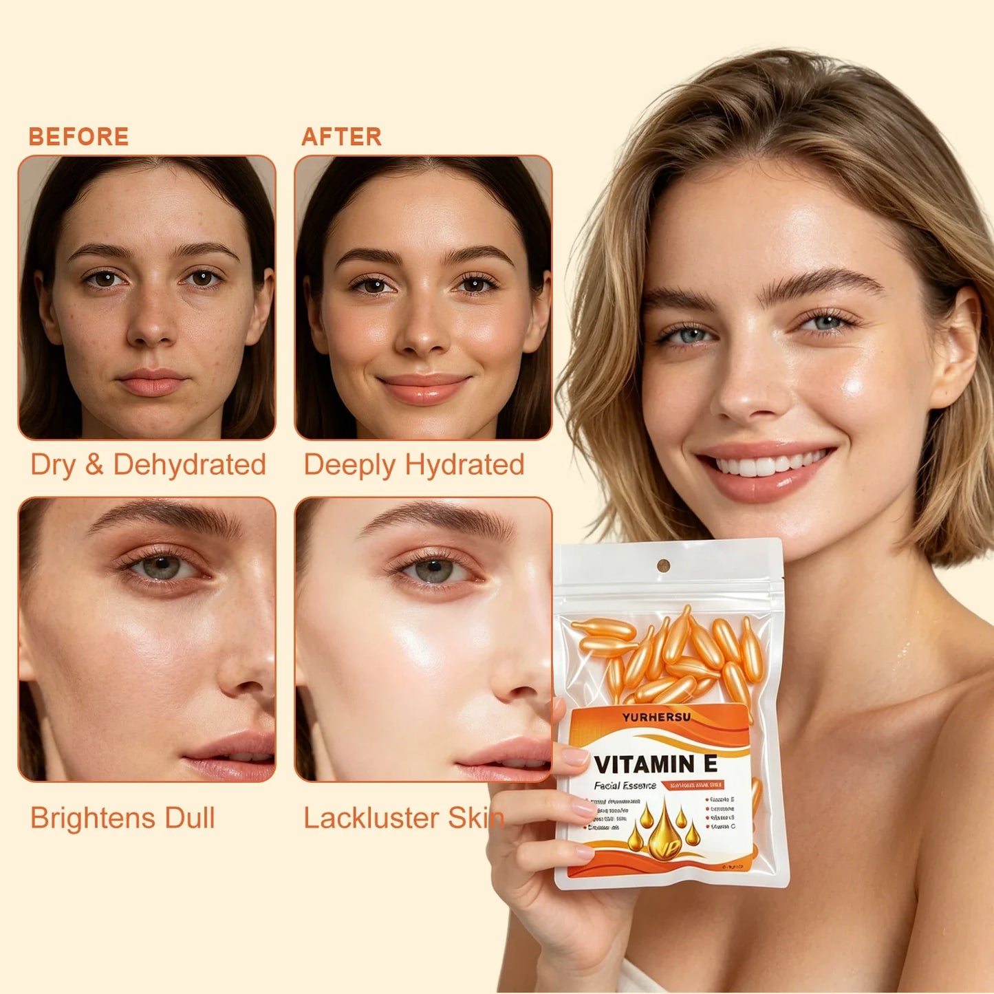 Vitamin E Essence Capsules – Deep Moisturizing Facial Serum