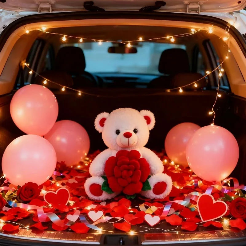 Bear Holding Rose Plush Toy – Romantic Stuffed Animal Gift