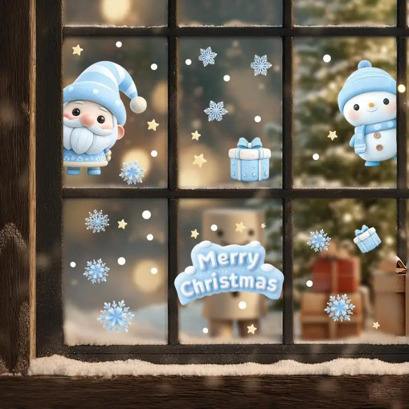 Christmas Window Static Clings – Snowman, Santa & Snowflake