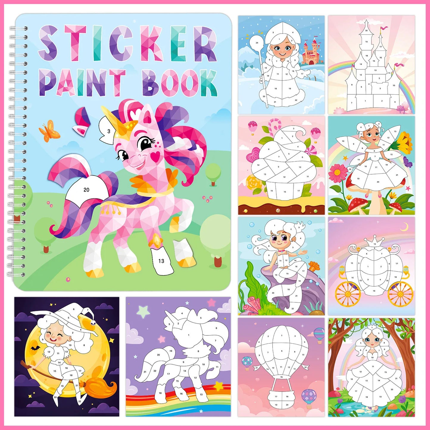 Bview Art Kids DIY Sticker Book Cartoon Animals Dinosaurs Ocean World