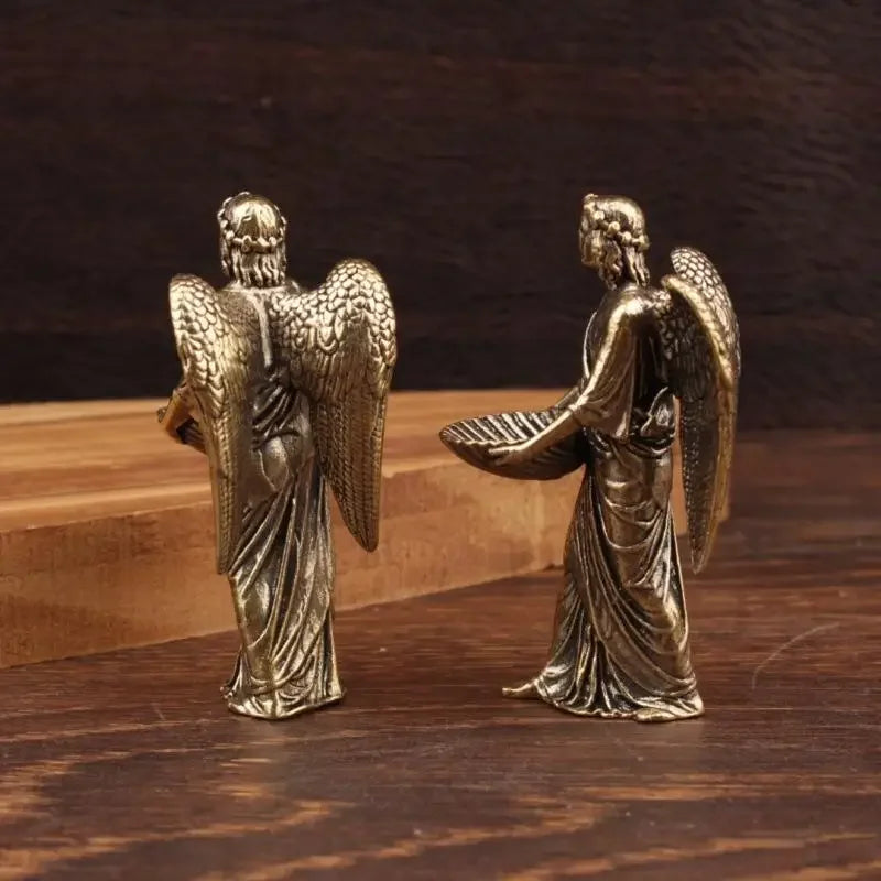 Brass Angel Statue Figurine | Small Bronze Desktop Ornament