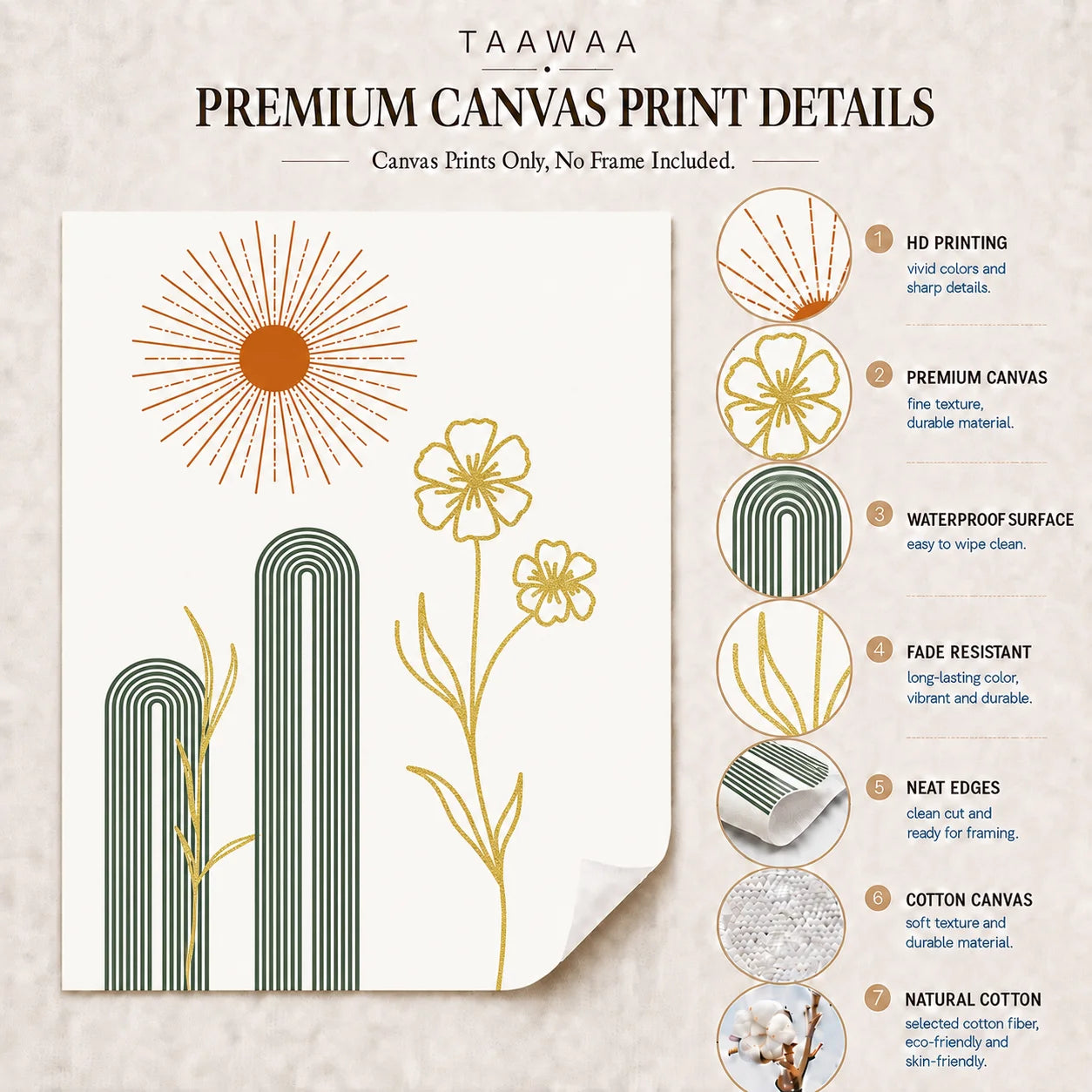 Boho Cactus Canvas Wall Art | Nordic Geometric Desert Print Canvas Wall Art Peaceful Pleasures Health and Wellness