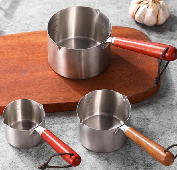 Stainless Steel Measuring Spoon with Handle Sauce Cup Wooden Handle Dipping Sauce Cup with Handle Measuring American Western Peaceful Pleasures Health and Wellness set