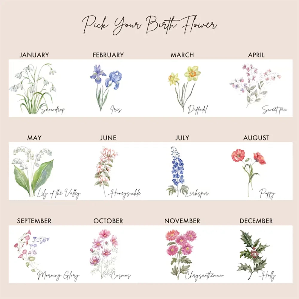Custom Birth Month Flower Canvas Tote Bag | Personalized Gift