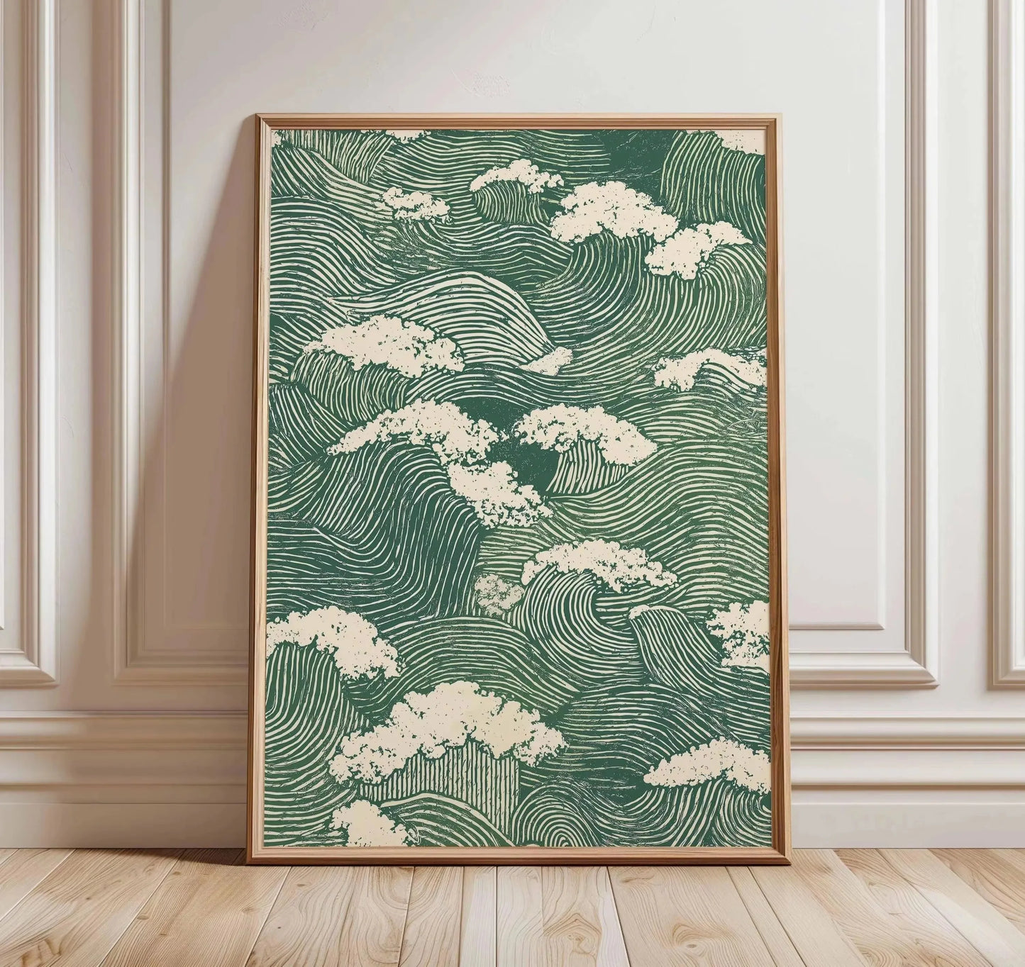 Fox Art Print, Japanese Style Animal Poster, Minimalist Nature Wall Art, Modern Woodland Illustration, Rustic Green Home Deco Peaceful Pleasures Health and Wellness ZLH10071 50x70cm