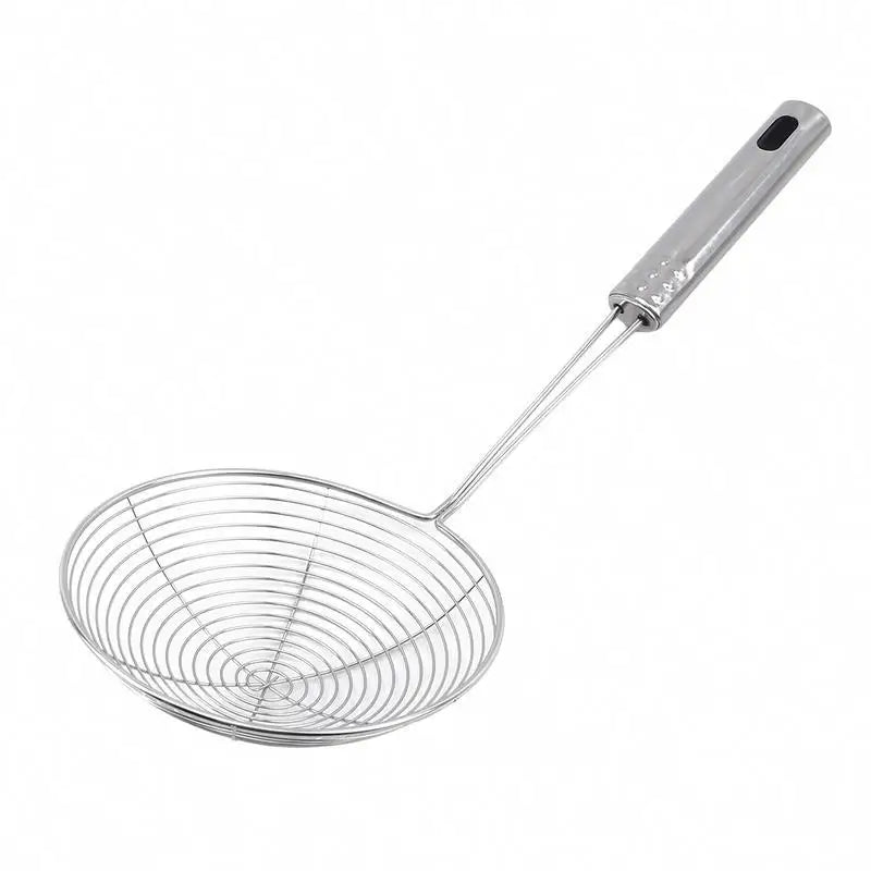 Colander Oil Fried Filter Large Long Handle Mesh Hot Pot Colander Noodle Strainer Skimmer Spoon Kitchen Household Accessories Peaceful Pleasures Health and Wellness Sliver L