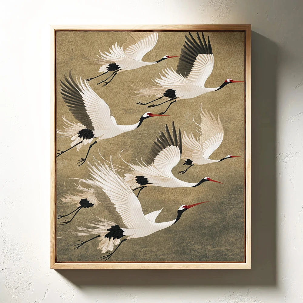 Sage Green Gold Japandi Art Print Flying Birds Wall Art Abstract Sun Art Living Room Decor Japanese Wall Art Bedroom Decor Gift Peaceful Pleasures Health and Wellness
