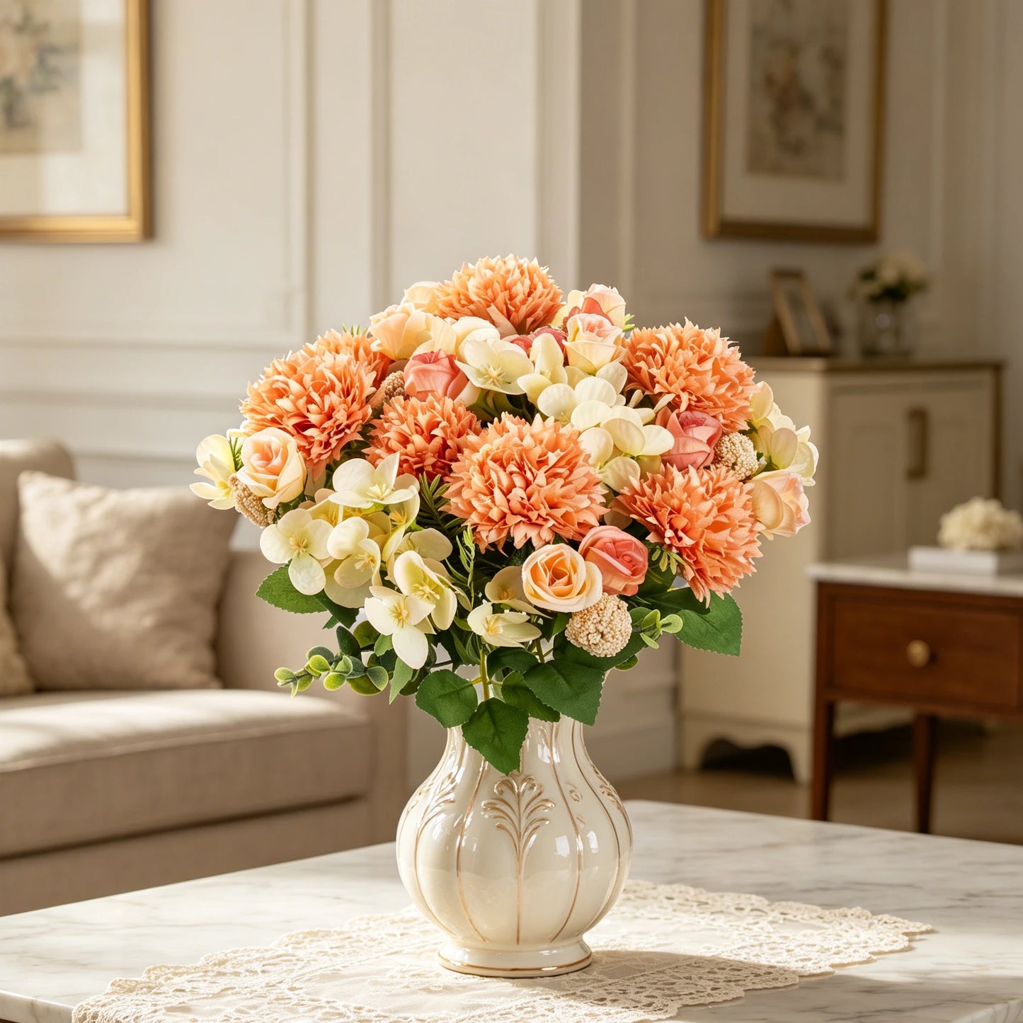 Silk Artificial Rose & Chrysanthemum Bouquet | Wedding Home Decor