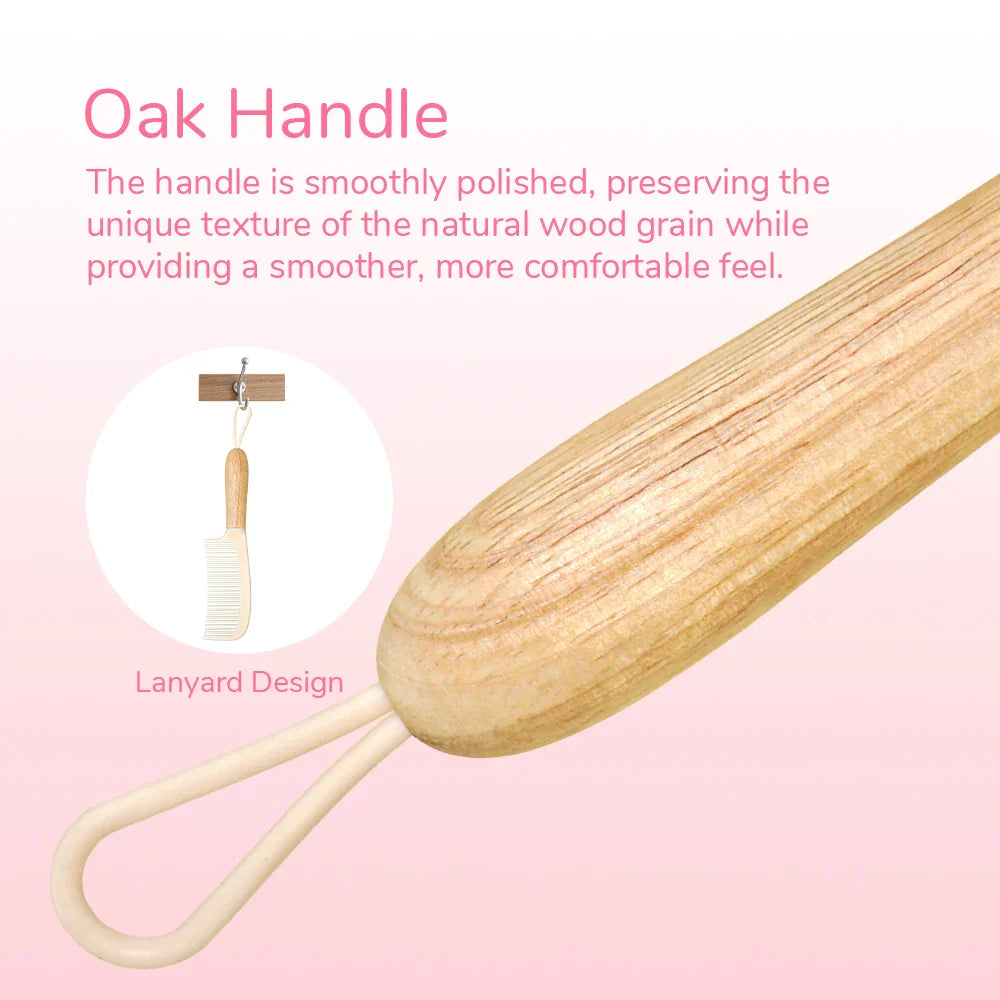 Wide-Tooth Detangling Comb with Oak Handle | All Hair Types