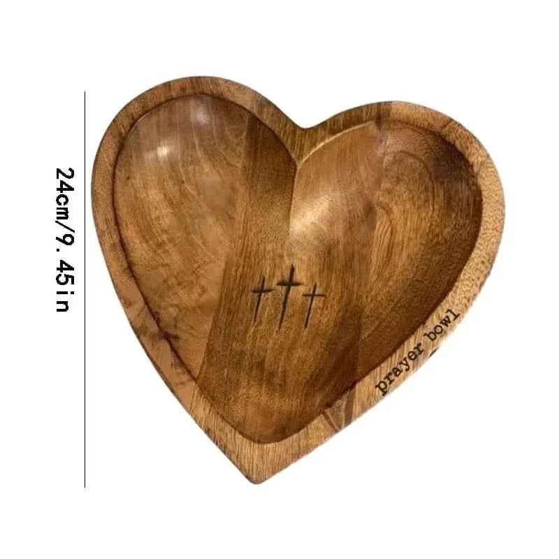 Wooden Religious Christian Congregation Gift Prayer Bowl Gratitude Heart Prayer Bowl Christian Gifts Wood Prayer Dough Bowl Gift Peaceful Pleasures Health and Wellness 1PC