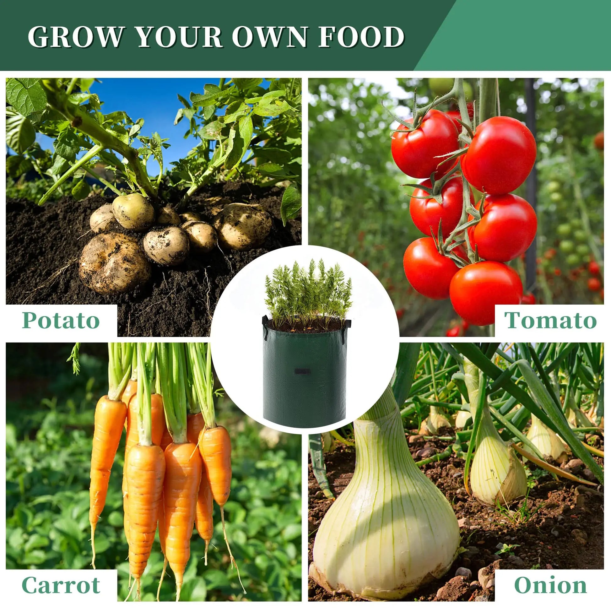 1PC Garden Potato Grow Bag PE Fabrics Gardening Thicken Pot Vegetables Planter Tub with Handles and Access Flap Peaceful Pleasures Health and Wellness