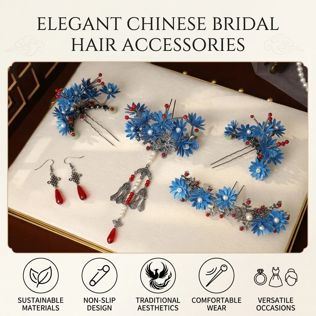 Qing-Dynasty Inspired Bridal Hairpin For Chinese Wedding Dress With Eco-Friendly Material And Anti-Slip Design Peaceful Pleasures Health and Wellness