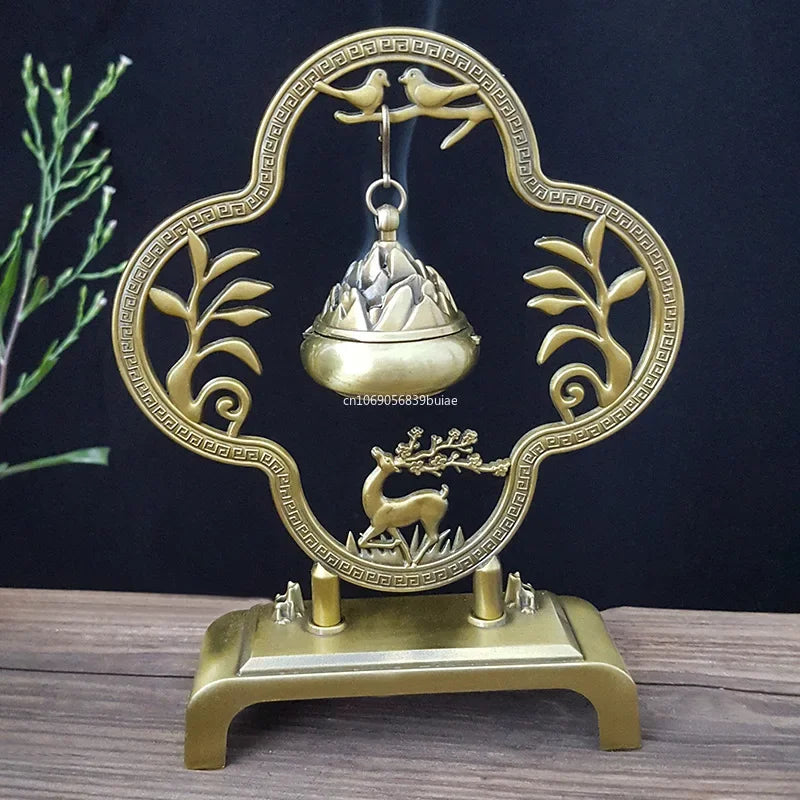 Lotus Flower Incense Burner Retro Hollow Out Zinc Alloy Hanging Lotus Burners Blessing Nasturtium Holder Home Office Decor Peaceful Pleasures Health and Wellness