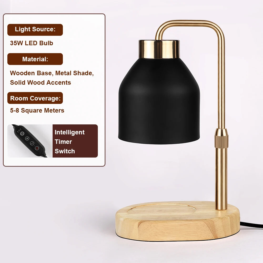 Dimmable Candle Warmer Lamp with Timer | Black Wax Melter