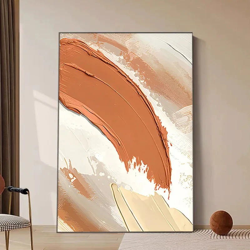 Nordic Modern Abstract Color Matching Thick Oil Handmade Oil Painting For Home Decoration Bedroom Dining Room Living Room Mural Peaceful Pleasures Health and Wellness Burgundy 120cmx240cm