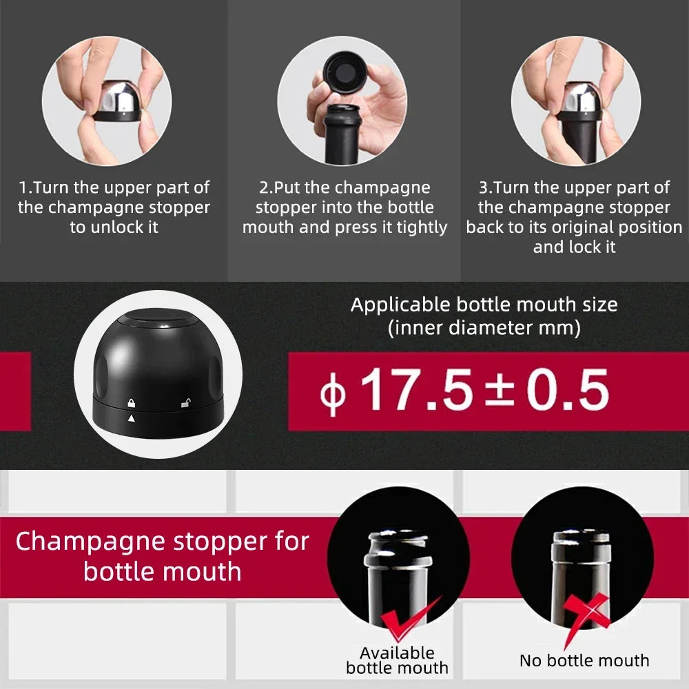 Silicone Champagne & Wine Bottle Stopper | Vacuum Seal