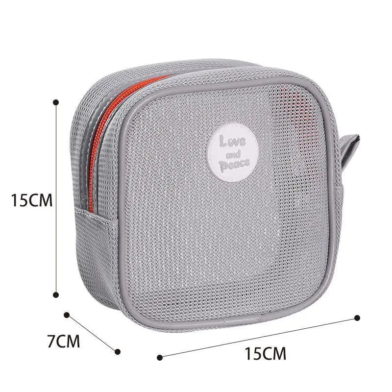 Portable Mesh Cosmetic Bag – Breathable Travel Makeup Pouch