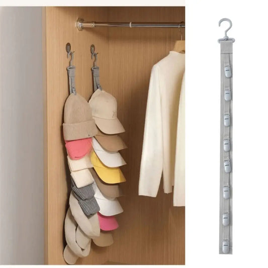 Hanging Hat Rack with 8 Non-Slip Clips | Baseball Cap Organizer Hat Organizer Rack Oasis Select