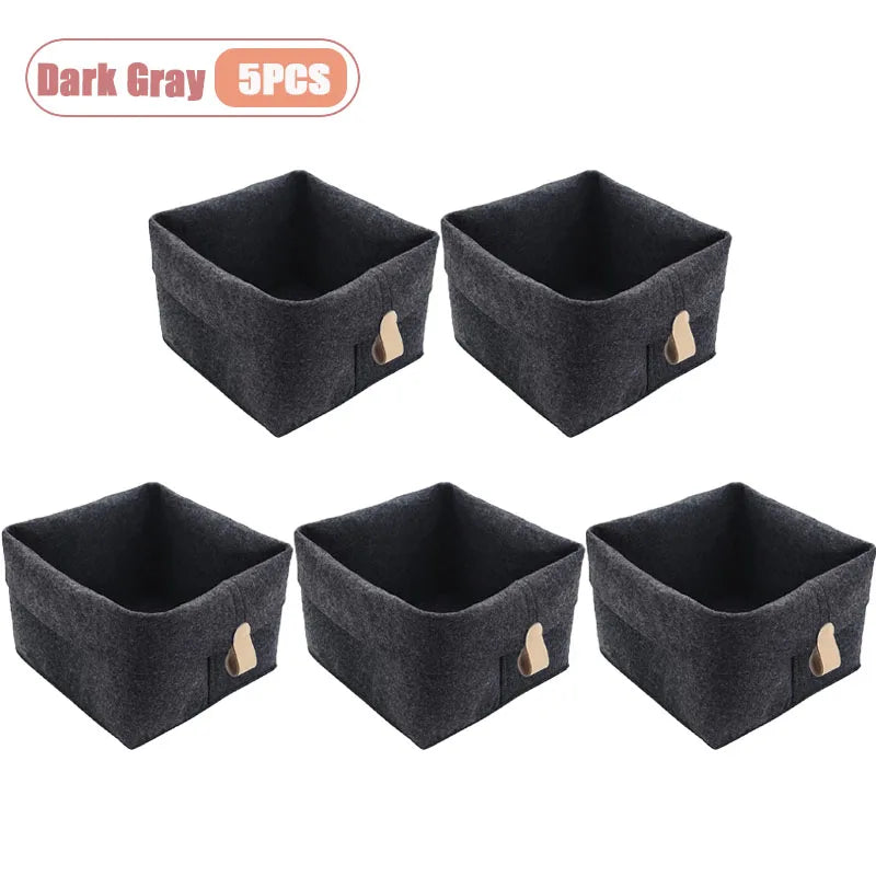 Foldable Felt Storage Basket – Desktop & Home Organizer 1–5 PCS