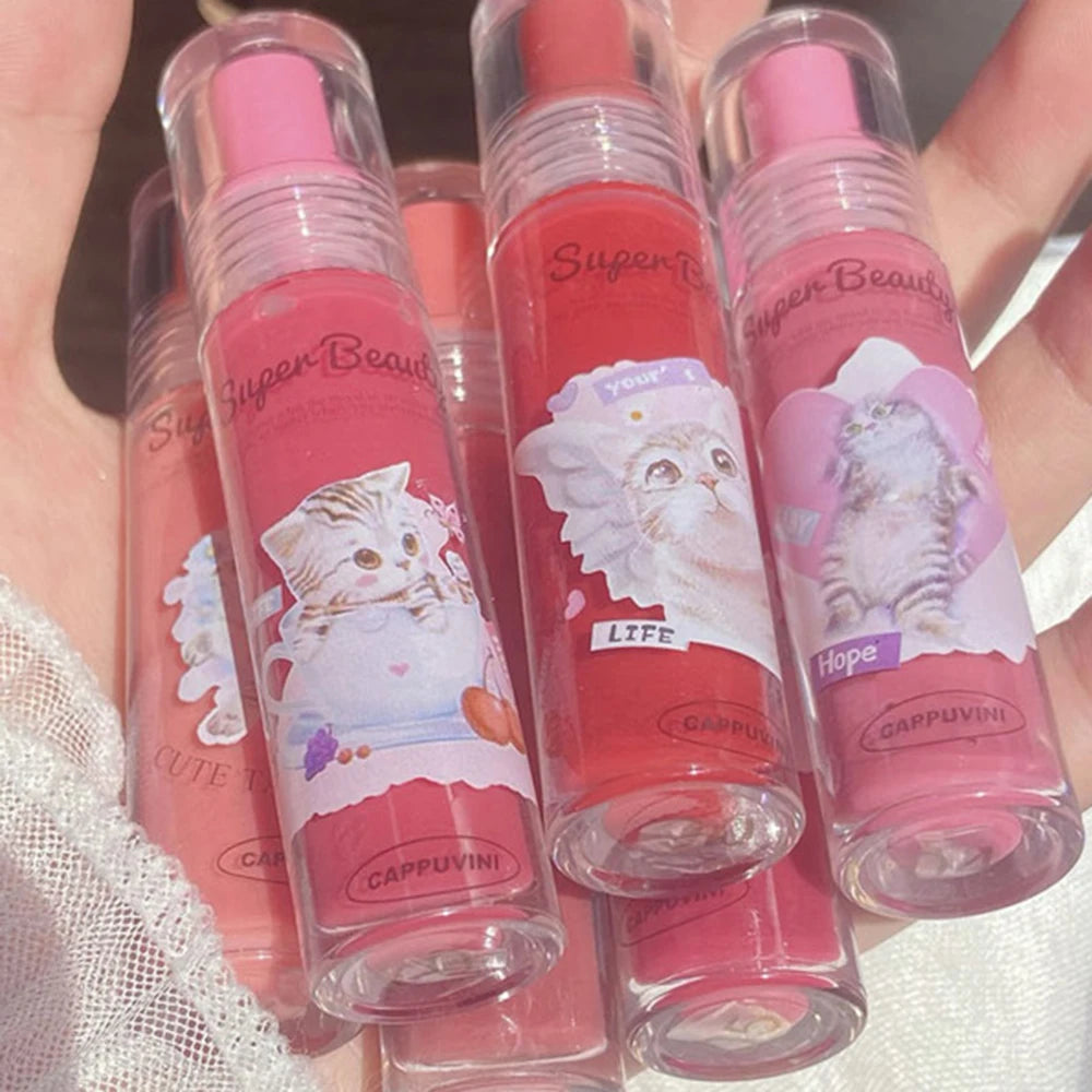 Cappuvini Cat Mirror Lip Glaze – 6 Colors, High Gloss K-Beauty