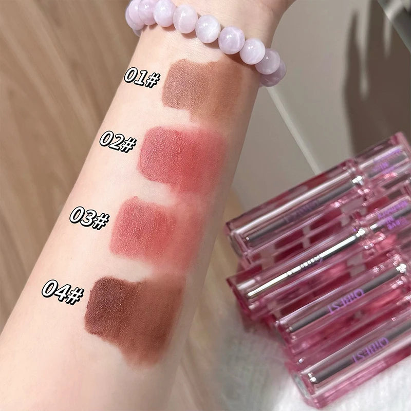 QIBEST Girl's Velvet Matte Lipstick Waterproof Long Lasting Cute Lipgloss Non-Stick Cup Makeup Lip Tint Mud Korean Cosmetic Peaceful Pleasures Health and Wellness