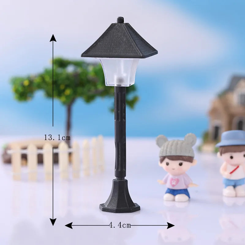 Miniatures Road Light Model Micro Landscape Bonsai Ornament Plastic Craft Home Garden Decor Street Lamp Figurine Streetlight Peaceful Pleasures Health and Wellness A