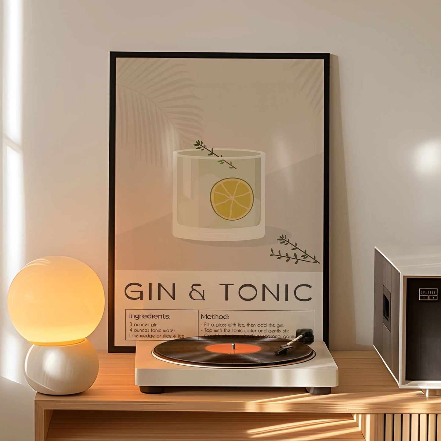 Gin & Tonic Cocktail Canvas Wall Art Print | Bar Decor