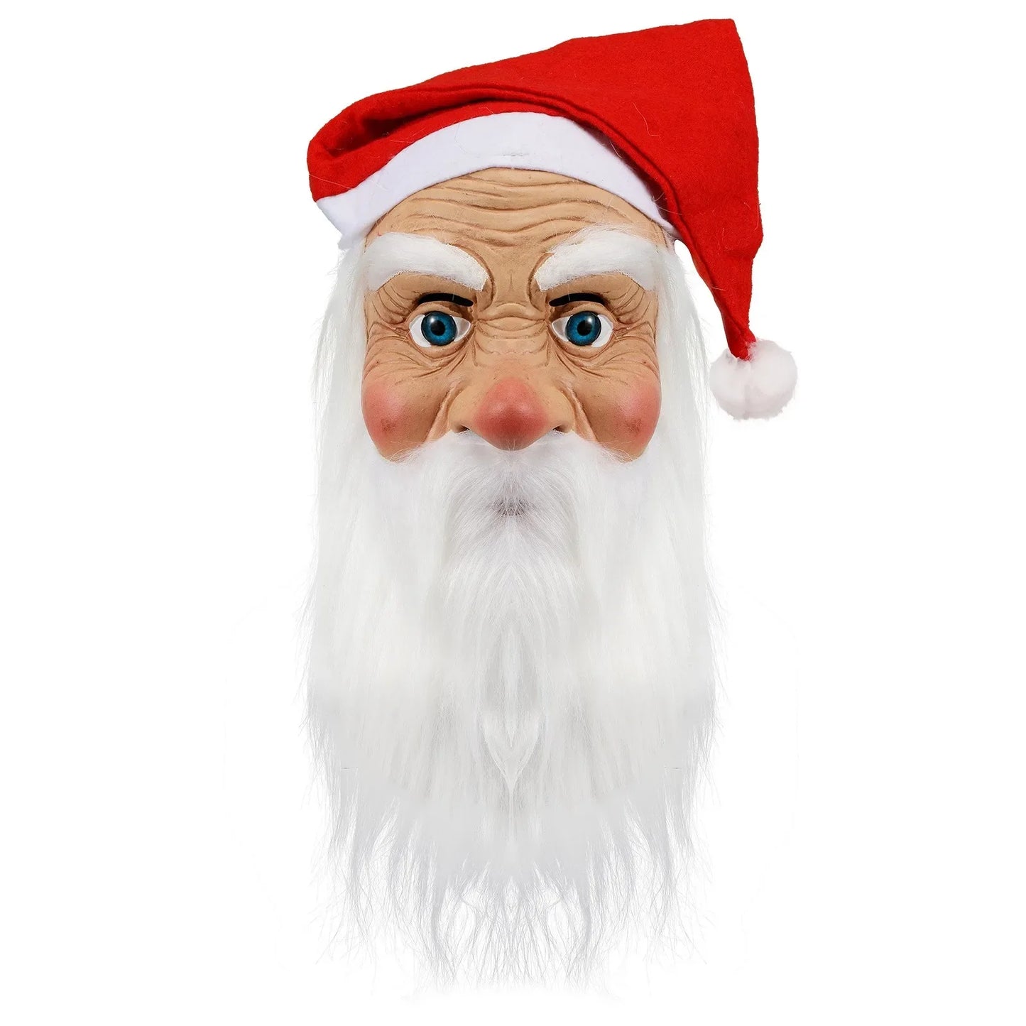 Santa Claus Full Face Latex Mask with Beard & Wig | Xmas Costume