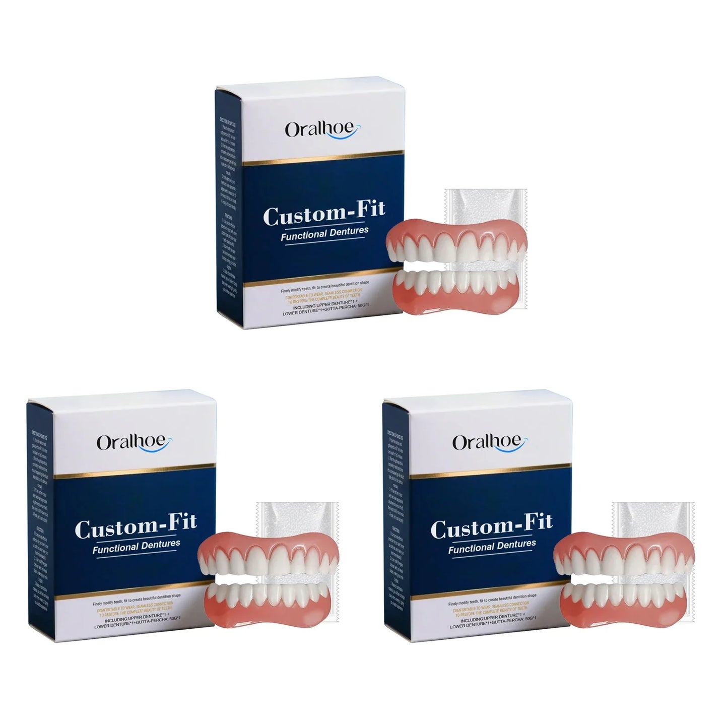 Oralhoe Soft Silicone Denture Reline Kit – Upper & Lower Set