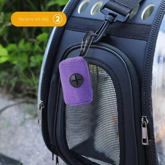Portable Mesh Dog Poo Bags Dispenser Hanging with Buckle Colorful Dog Waste Bag Holder Pet Garbage Dispenser For Walking Peaceful Pleasures Health and Wellness