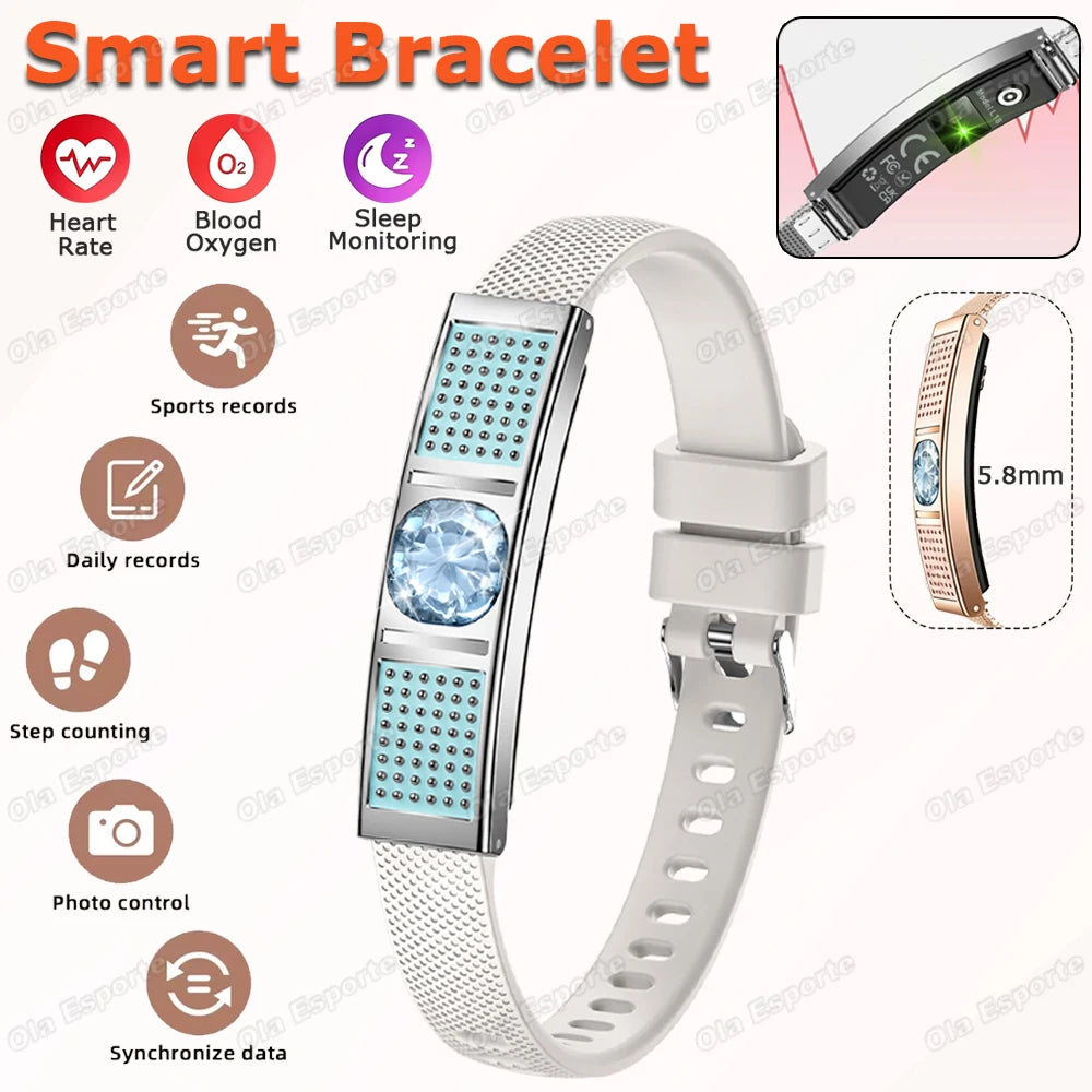 Health Smart Bracelet Men Women Fitness Sports Band Stress Test HRV Monitor Waterproof Pedometer Smart Watch for Android iOSHW12 Peaceful Pleasures Health and Wellness Silver