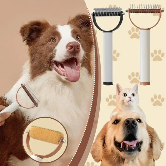 Pet Hair Knotted Comb Cat Dog Sticky Hair Paper Pet Double-sided Open Knot Combing Artifact 2-in-1 Hair Removal Brush Pet Comb Peaceful Pleasures Health and Wellness