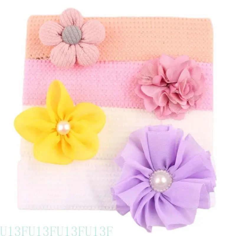 Kids Fabric Flower Headbands 4-Pack | Baby Girls Hair Accessories
