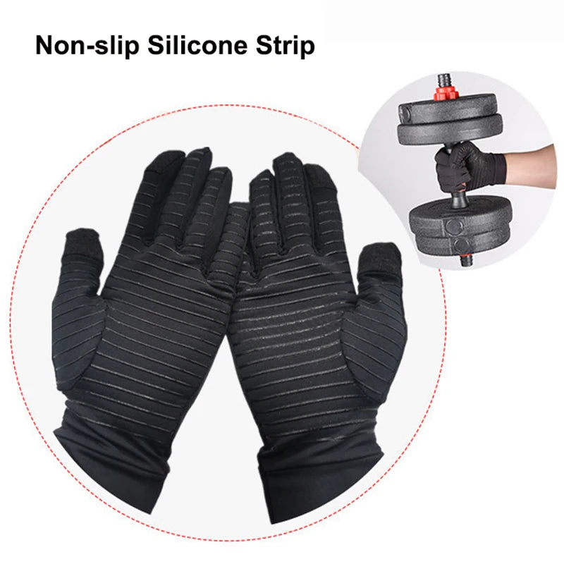 Relieve Hand Pain & Inflammation Instantly with 1 Pair of Copper Arthritis Gloves with Touchscreen - For Women & Men Peaceful Pleasures Health and Wellness