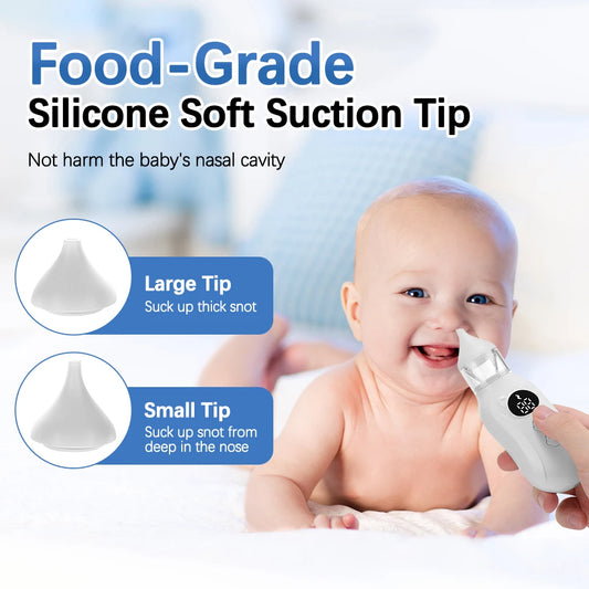 Electric Baby Nasal Aspirator Newborn Smart Nose Cleaner 9-Speed Snot Booger Suction Device Low Noise Toddler Mucus Sucker Peaceful Pleasures Health and Wellness