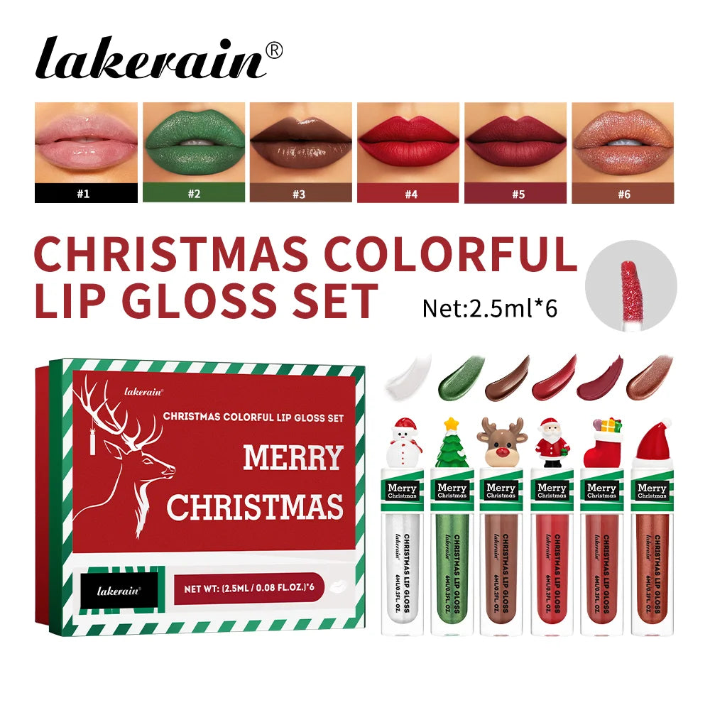 Christmas Colorful Lip Gloss Set – 5 Shades, Waterproof & Glossy Lip Gloss Set Peaceful Pleasures Health and Wellness 5 colors set