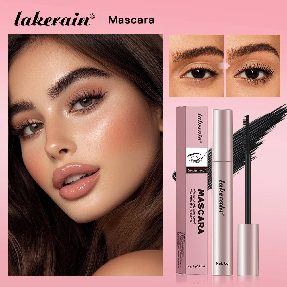 Lakerain Mascara Eyelashes Lengthening Waterproof Long Lasting Silky Black Eyelash Extension Make Up Beauty Eye Korean Cosmetic Peaceful Pleasures Health and Wellness