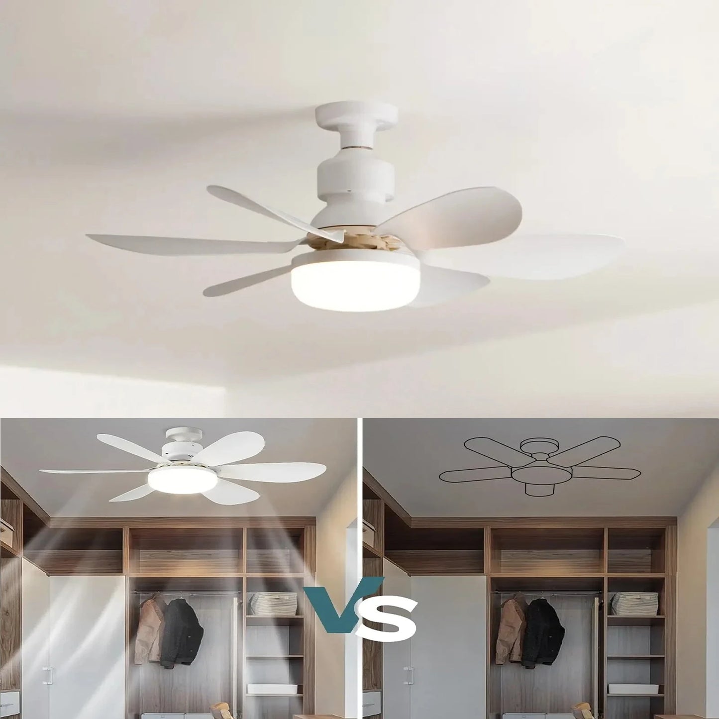 E27 LED Socket Ceiling Fan Light with Remote – 30W