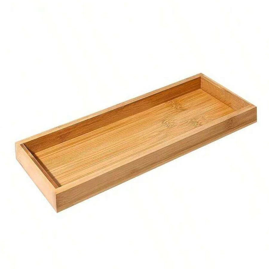 Bamboo Serving Tray & Bathroom Vanity Organizer – Decorative Counter Tray Set