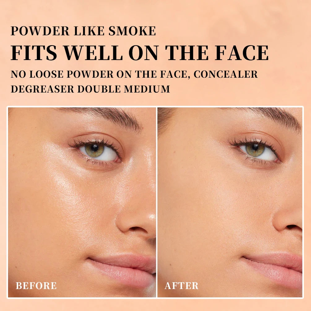 QIBEST Face Powder Oil-Control Matte Setting Powder Lasting Makeup Concealer Nude Pressed Powder Foundation Base Cosmetics New Peaceful Pleasures Health and Wellness