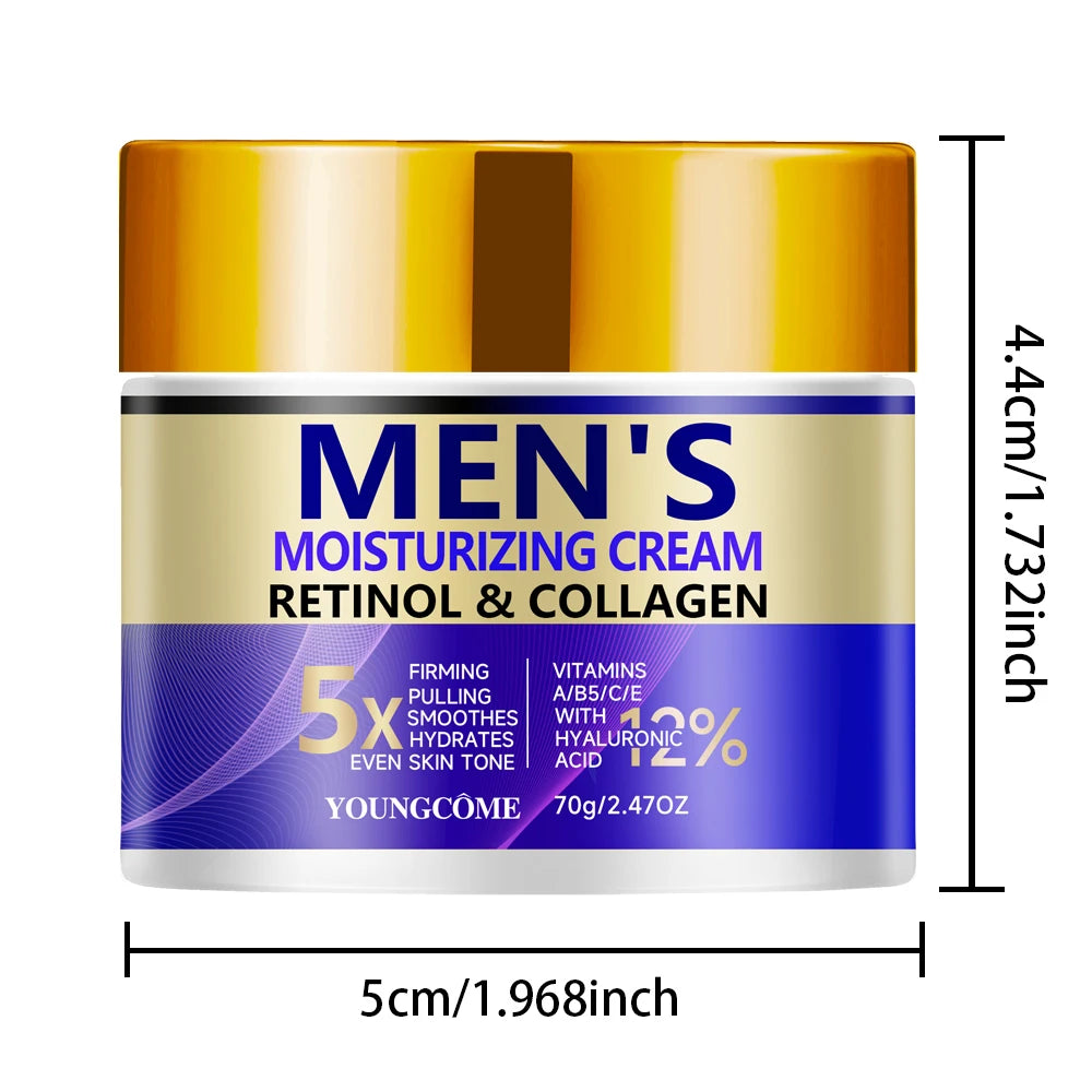 Men's Retinol Collagen Face Cream Moisturiser Facial Anti Aging White Skin Care Repair Fade Fine Line Wrinkle Remover Face Cream Peaceful Pleasures Health and Wellness 70g