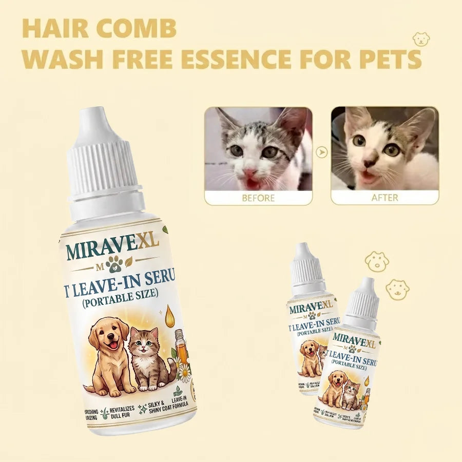 MIRAVEXL Pet Waterless Serum – Dog & Cat No-Rinse Dry Shampoo