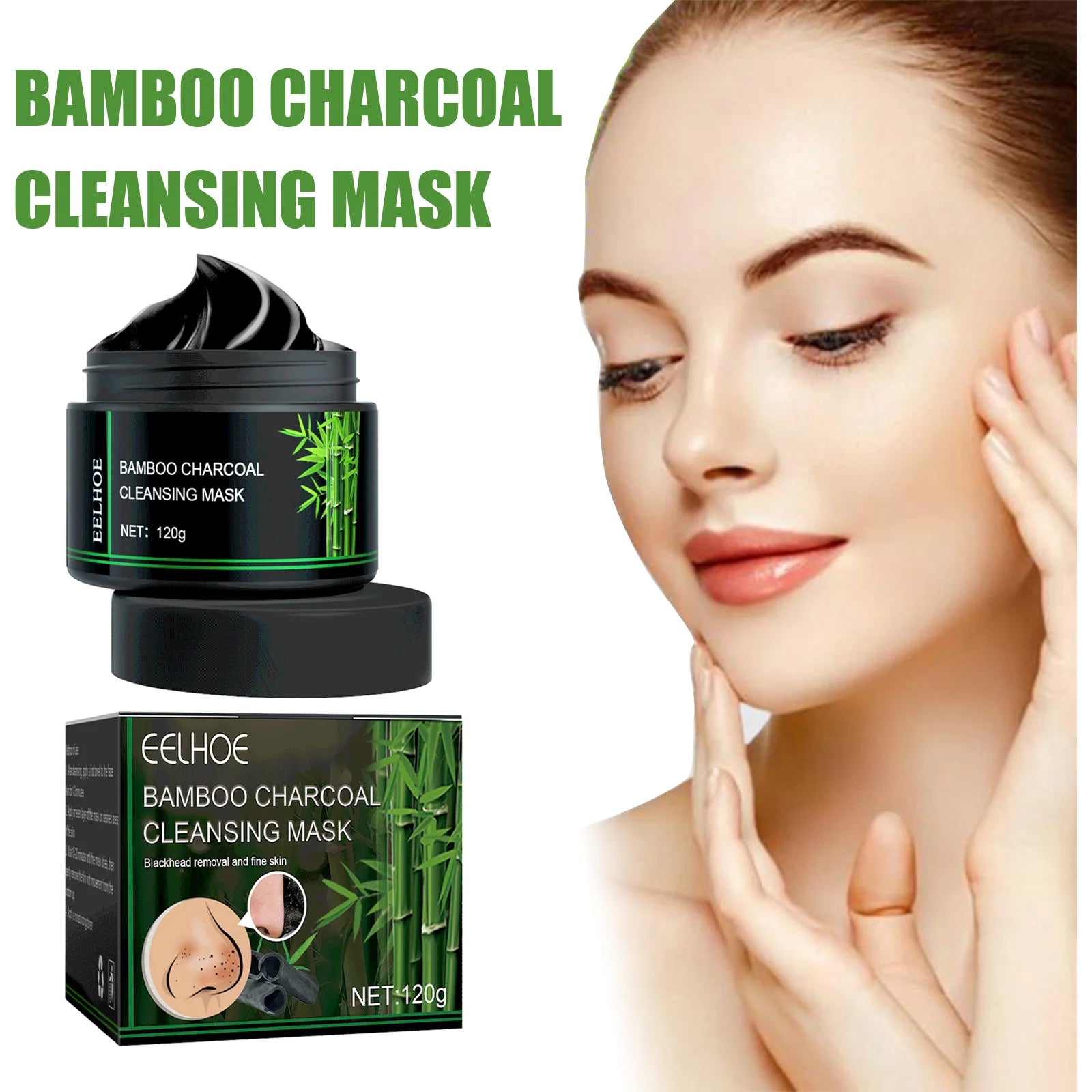 EELHOE Bamboo Charcoal Tear-Off Mask Deeply Remove Blackheads Cleaning Shrinking Pores Moisturizing Carbon Black Mud Facial Mask Peaceful Pleasures Health and Wellness
